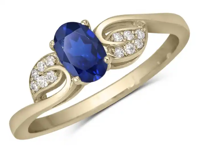 Bague Primeblue saphir et diamants design nature en or jaune 14k pour femme Retour Gratuit