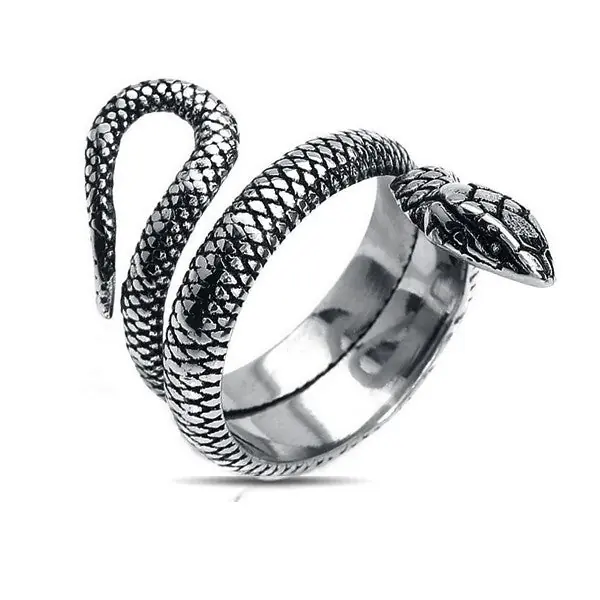 Bague homme en acier 316 serpent Tendance