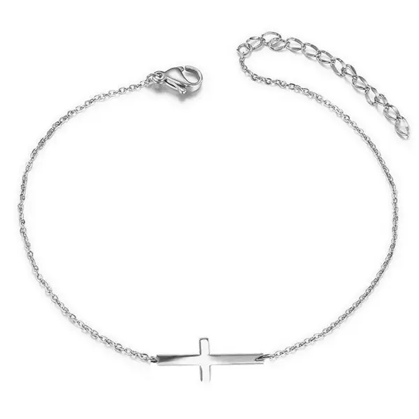 Chaine de cheville pour femme - Acier argenté - croix Must-Have