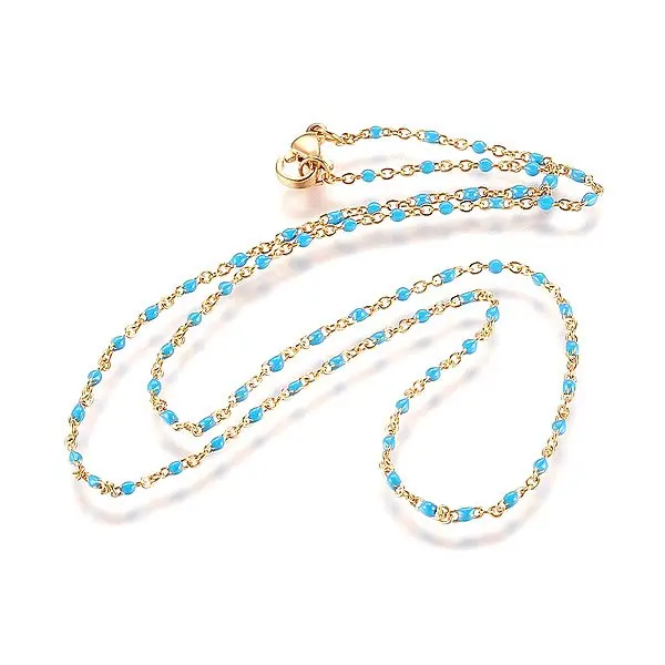 Chaîne acier maille forçat émaillé bleu - 45 cm - 1.5 mm En Vogue