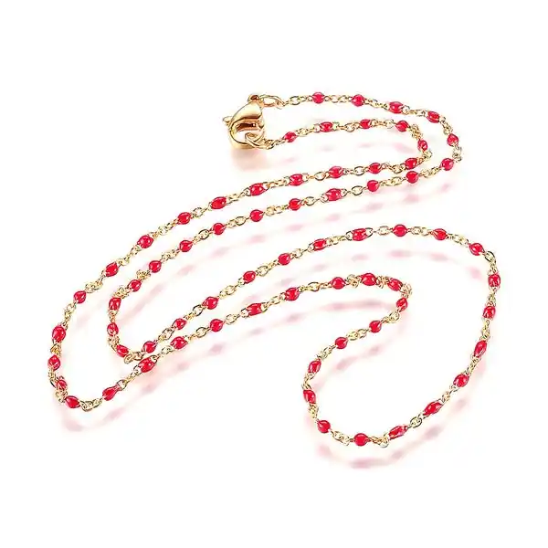 Paiement Sécurisé Chaîne acier maille forçat émaillé rouge - 45 cm - 1.5 mm