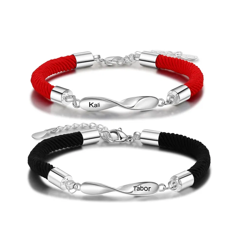 Promotion 2PCS Bracelet 2 Prénom Personnalisé roped bracelet en commun pour Un couple Bracelet