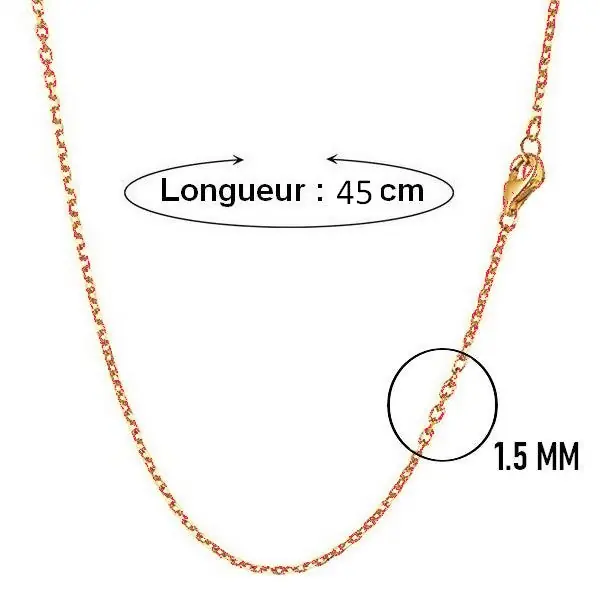 Solde Chaine acier 316 maille forçat - doré or rose 45 cm - 1.5 mm