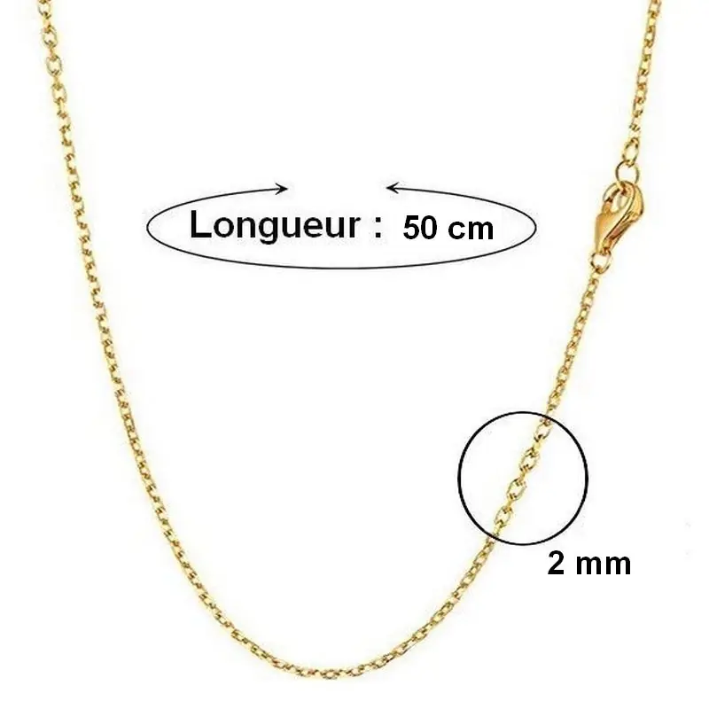 Nouvel Arrivage Lot de 10 Chaines acier 316 maille forçat - Couleur doré 50 cm - 2 mm
