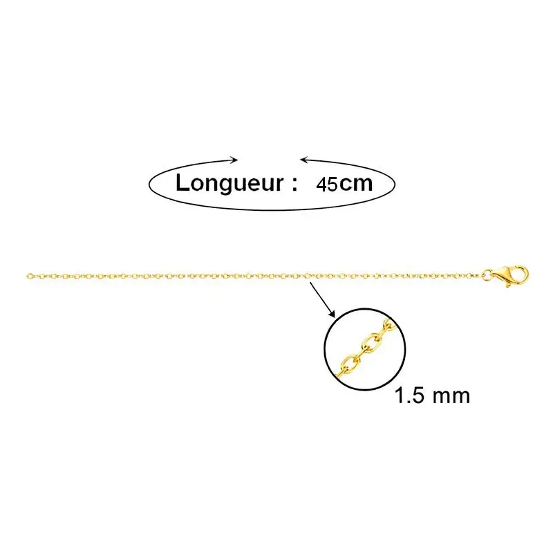 Jusqu’à Épuisement Des Stocks Lot de 10 Chaines acier 316 maille forçat doré 45 cm - 1.5 mm