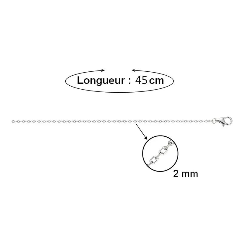 Offre Limitée Lot de 10 Chaines acier argenté maille forçat 45 cm - 2 mm