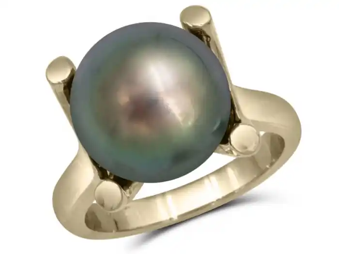 Bague Teata solitaire perle de Tahiti en or jaune 14k pour femme Must-Have