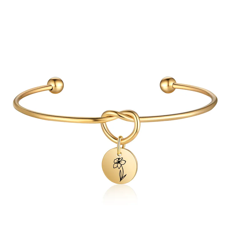 Meilleur Prix Bracelet Jonc Bracelet Personnalisé avec Fleur de Naissance pour femme cadeau idéal | Jessemade