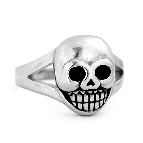 Bague pour homme - Acier 316 - Tête de mort souriante Haute Qualité