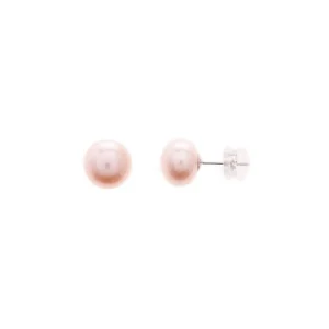 Satisfait Ou Remboursé Boucles d'oreilles Or Blanc 750/1000 Bouton D'or Perle