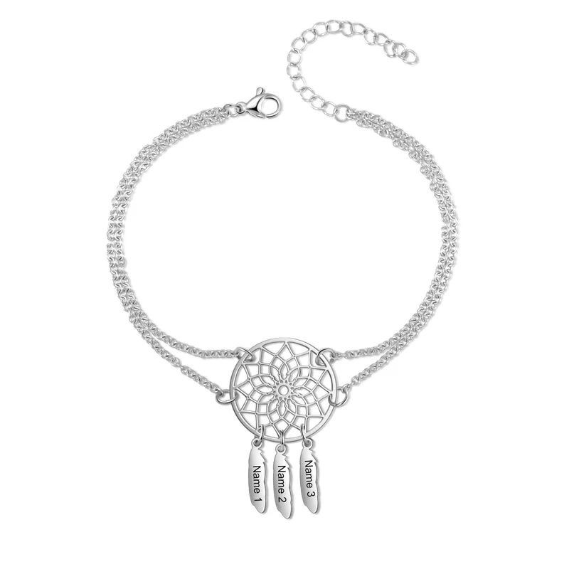 Bracelet Capteur de rêves 3 Prénom Personnalisé Attrape-Rêves Exclusif