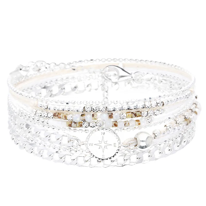 BRACELET MAILLE ROCK ROSE DES VENTS CRÈME BLANC LÉOPARD En Vogue