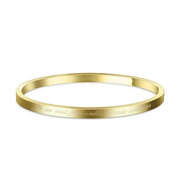 Dernier Modèle Bracelet en acier pour femme - Couleur Or - Je ne suis pas vieille , je suis vintage