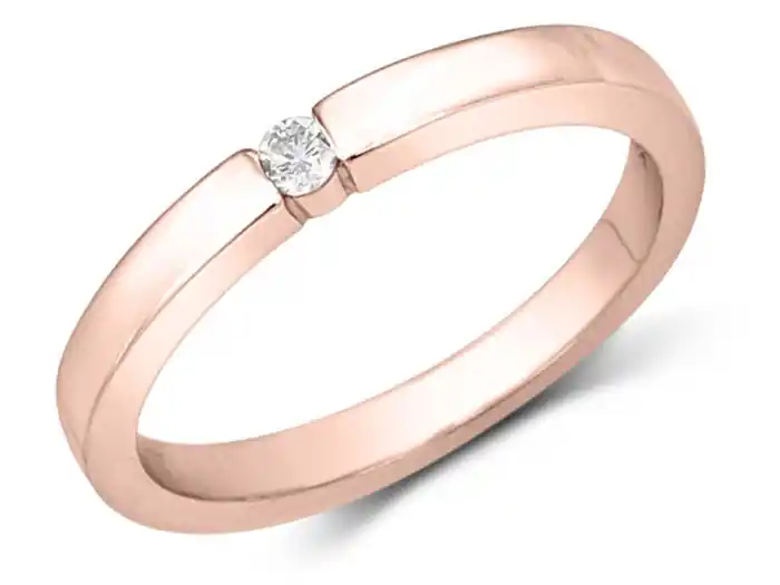Bague Fina solitaire zircon cubique ou pierre de naissance serti tension en rose 10k Réduction