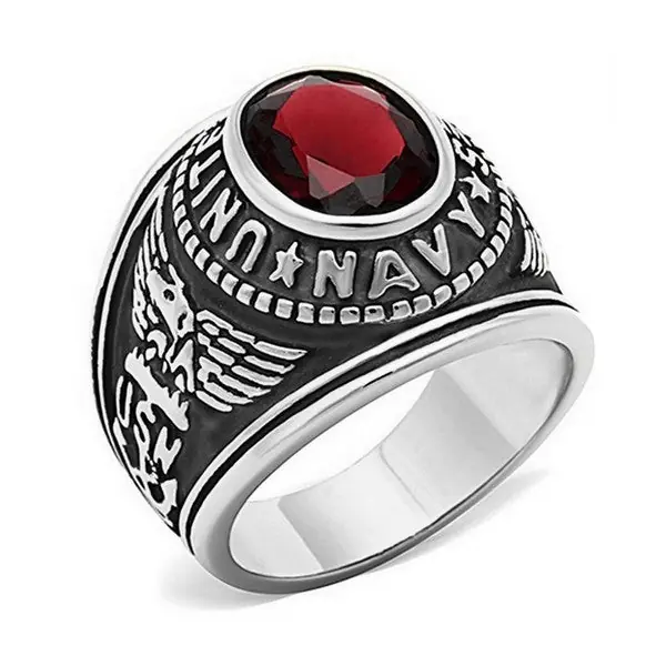 Bague en Acier 316 - Couleur argenté - Chevaliere ' Navy ' Offre Spéciale