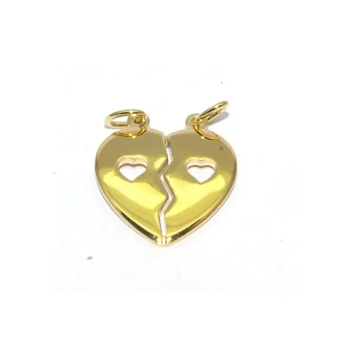 Quantité Limitée Pendentif plaqué or coeur sécableavec deux coeurs ajourés