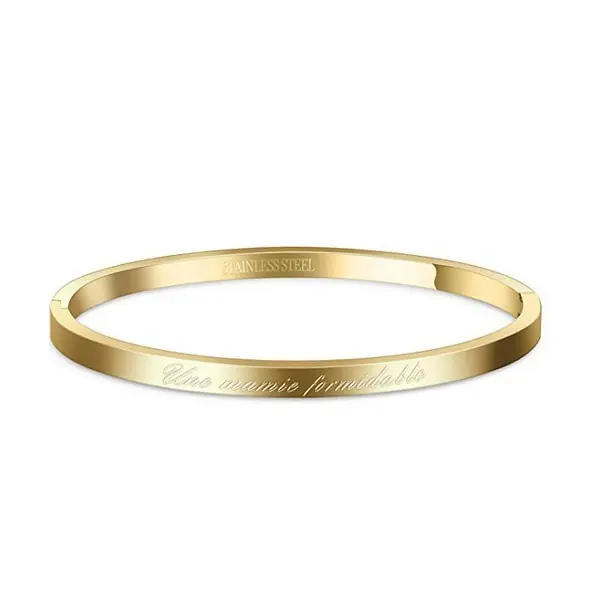 Livraison Gratuite Bracelet en acier pour femme - Couleur doré - ' Une mamie formidable '