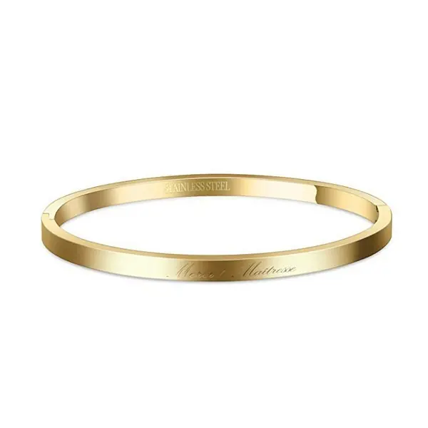 Bracelet en acier pour femme - Couleur doré - ' Merci maitresse ' Achetez Aujourd’hui