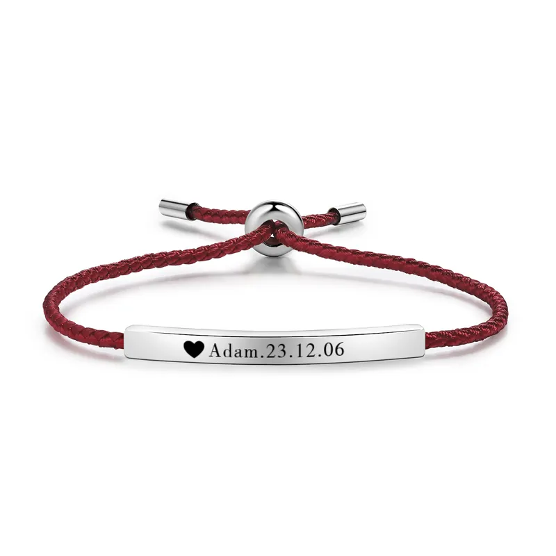 Authentique Bracelet 1 Prénom et Date Personnalisés pour Couple