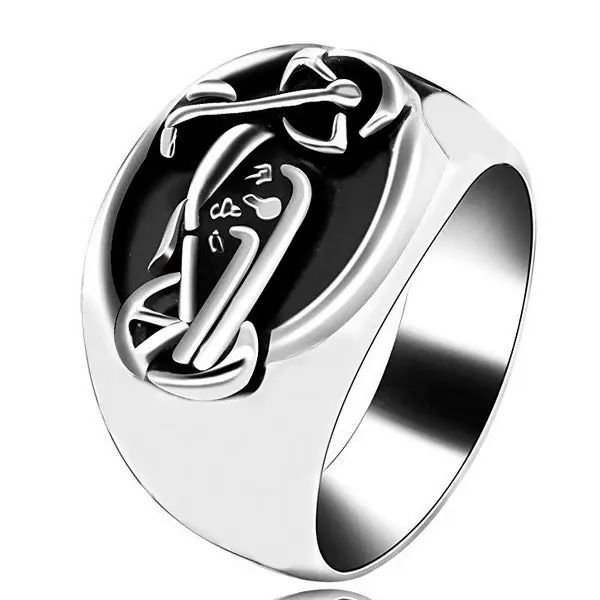 Tendance Bague acier 316 - Couleur argenté - Moto ciselé