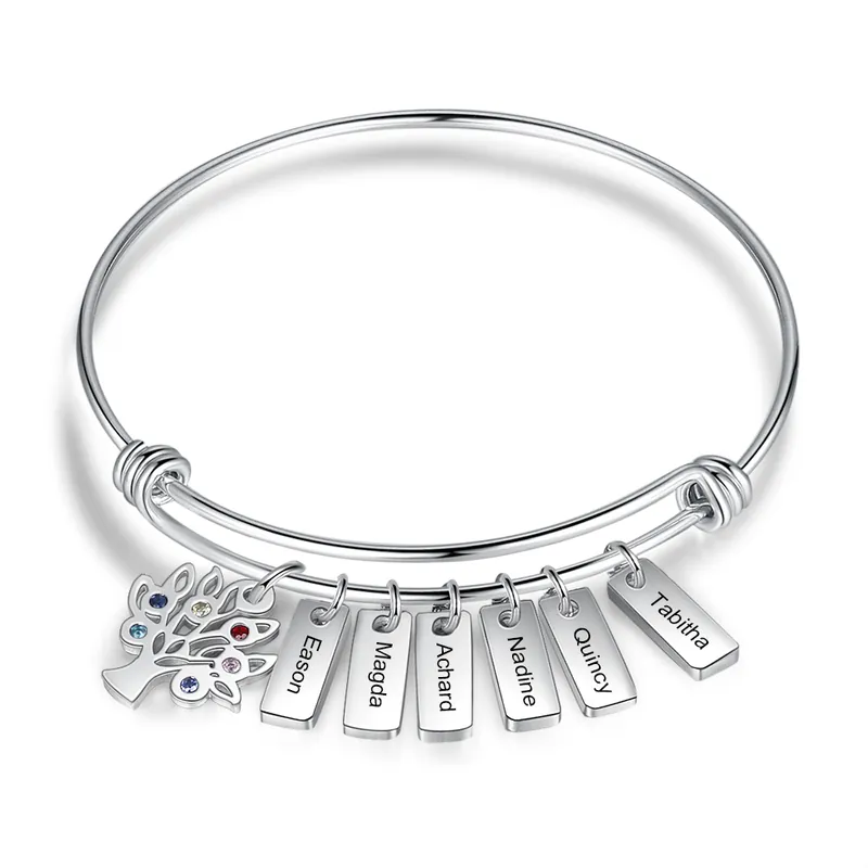 Must-Have Bracelet Arbre de vie 6 Prénom Personnalisé 6 Pierre de Naissance