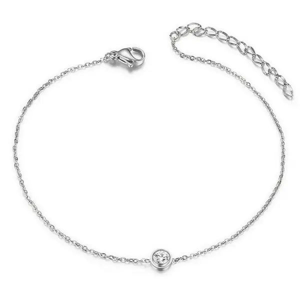 Commande En Gros Chaine de cheville en Acier 316 - Solitaire argenté