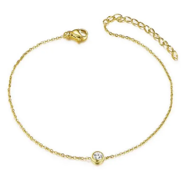 Bon Marché Chaine de cheville en Acier 316 - Solitaire doré
