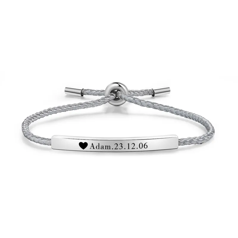 Bracelet 1 Prénom et Date Personnalisés pour Couple Solde
