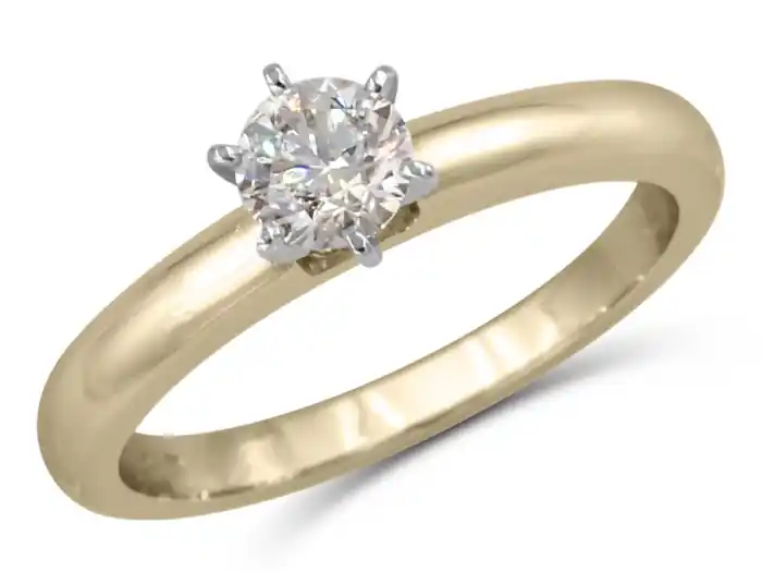 Bon Marché Bague Sérénité solitaire 6 griffes à diamant 40 points en or rose 14k pour femme