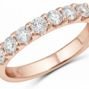 Promotion Alliance Alea semi-éternité à diamants sur griffes en or rose 14k pour femmes