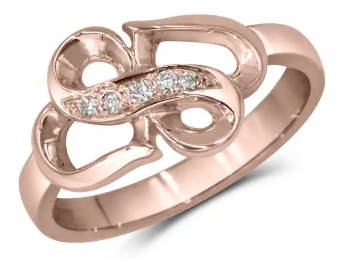 Livraison Express Bague Aspiration infini dévié serti de diamants et double coeur en or rose 10k pour femme