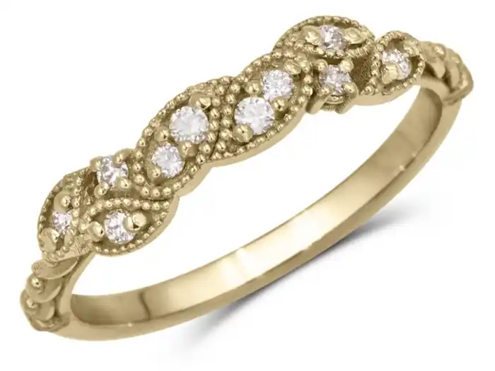 Bague Saltus à diamants design feuilles et millegrain en or rose 10k pour femmes Nouvel Arrivage