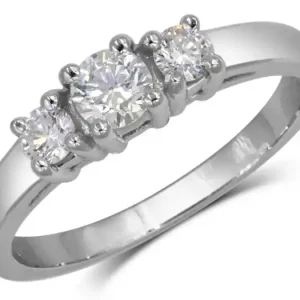 Soldes Bague Récital trinité classique à diamants en or blanc 14k pour femme
