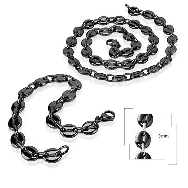 Offre Spéciale Parure pour Homme - Grain de café ( 9mm ) - Couleur anthracite