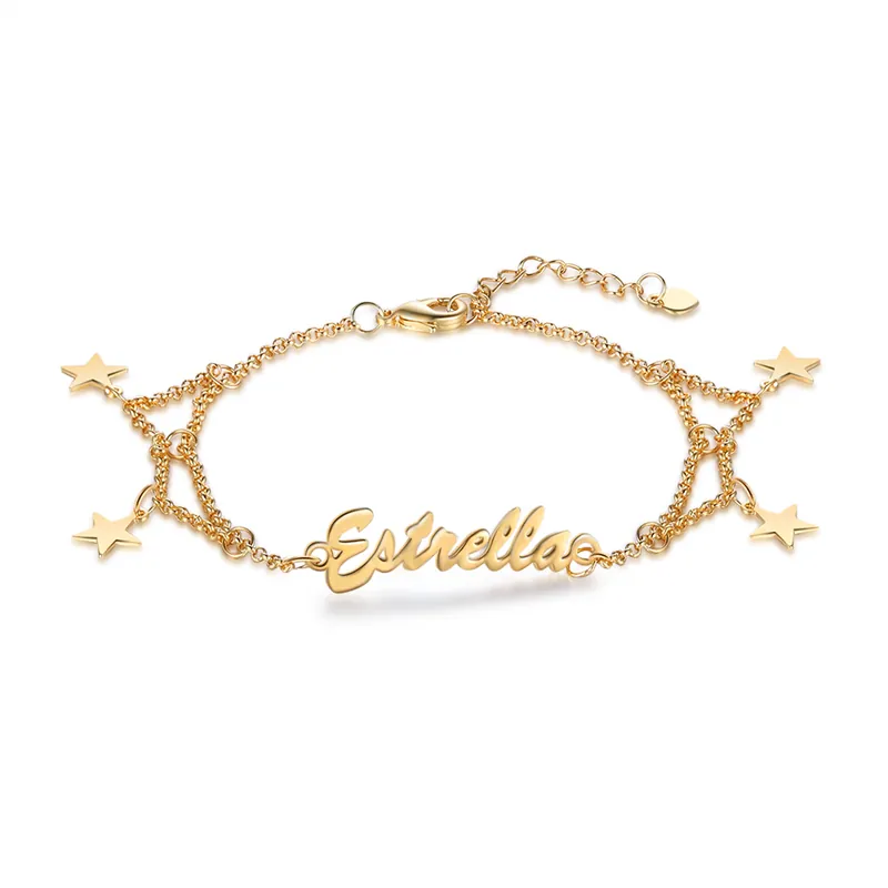 Bracelet étoiles Gourmettre Prénom Personnalisé Bracelet de cheville Vente Directe