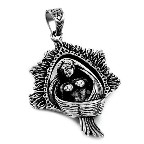 Meilleure Qualité Pendentif acier 316 Gothique Rock ou Biker - Femme imposante ciselé