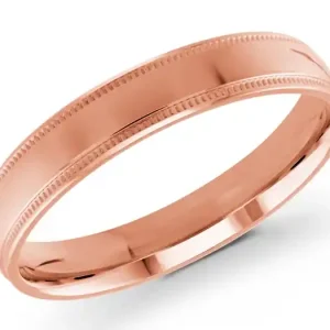 Promotion Jonc Chéri 4 mm style classique avec millegrain en or rose 10k pour femme