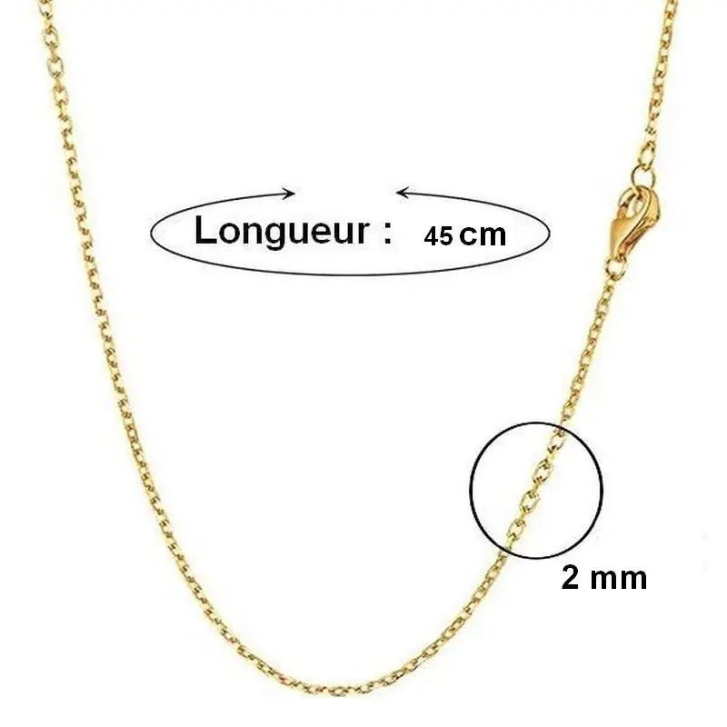 Chaîne acier inoxydable - Maille fine couleur doré 45 cm - 2 mm Jusqu’à Épuisement Des Stocks