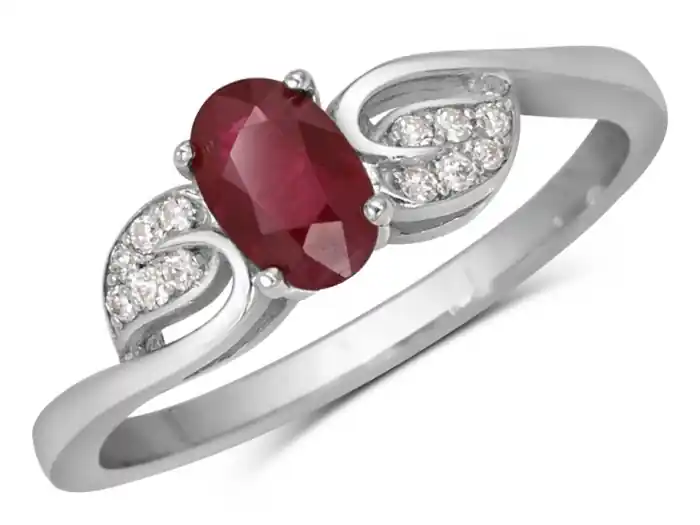 Bague Primerose rubis et diamants design nature en or jaune 14k pour femme Édition Limitée