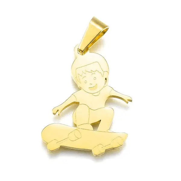 Meilleure Vente Pendentif acier 316 - Skateur couleur doré