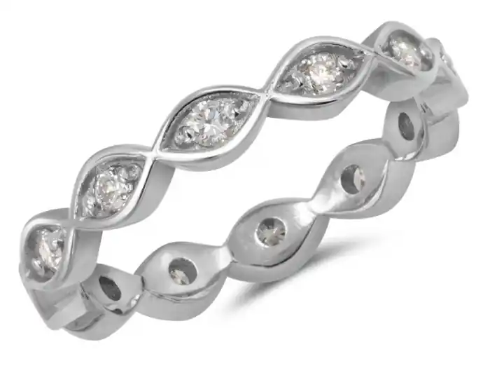 Jonc Bonté éternité symbolique à diamants en or jaune 14k pour femme Offre Du Jour