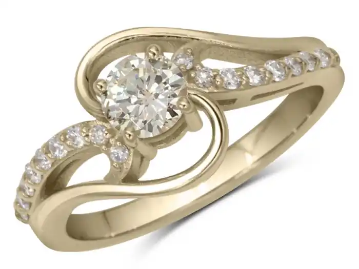 Édition Limitée Bague Songe à diamants ruban élégant en or jaune 14k pour femme