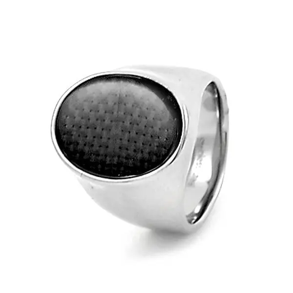 Offre Du Jour Bague en Acier 316 - Chevaliere ciselé - Couleur noir - Ovale