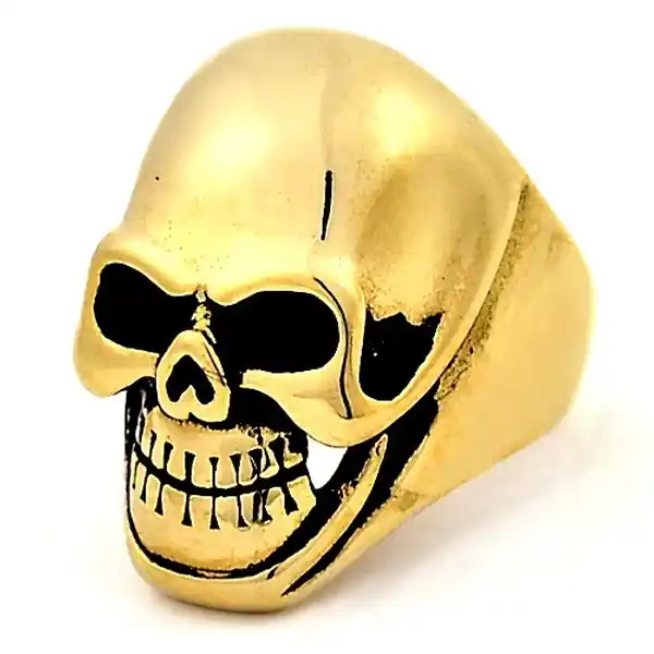 Bague en Acier 316 - Couleur doré - Tête de mort Offre Exclusive