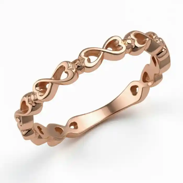 En Vogue Bague Siempre symboles infini en coeur ton or rose 10k pour dame