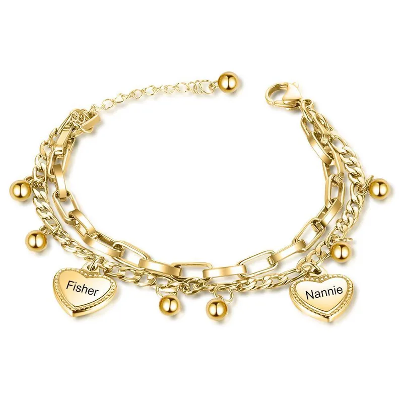 Bracelet personnalisé Jessemade avec 2 cœurs pour soeur Prix Cassé
