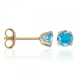 Vente Directe Boucles d'oreilles Or Jaune 375/1000 "Puce Topaze 4mm" : 0,45ct/2