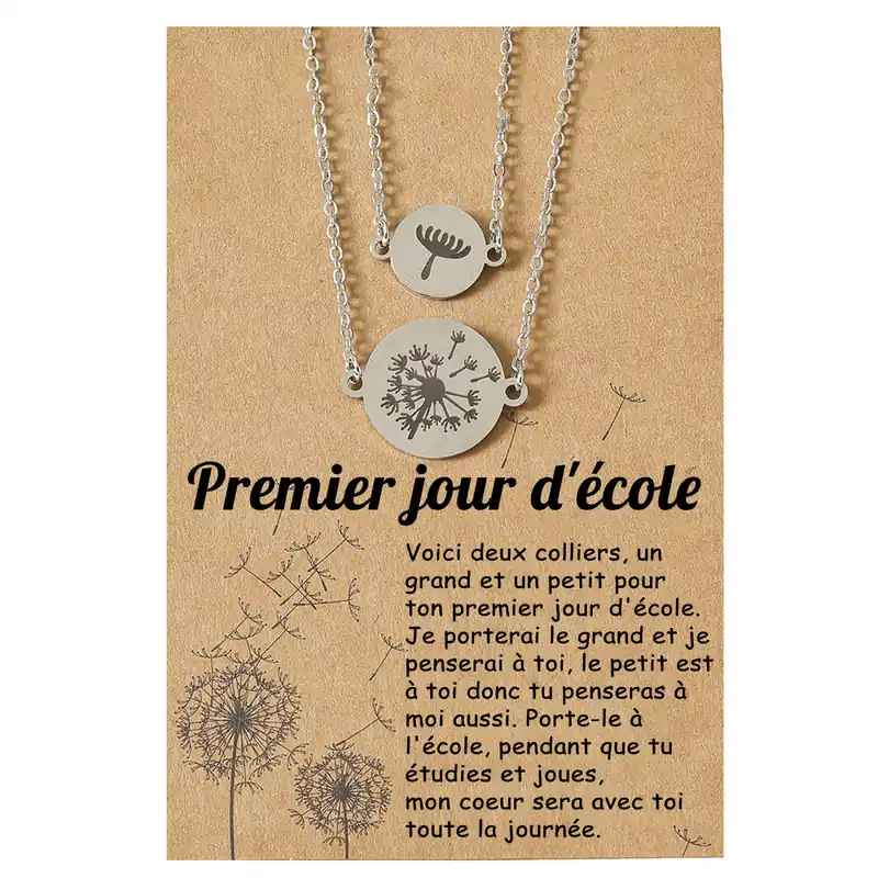 2PCS Collier Ensemble Pissenlit - Cadeau Rentrée Scolaire Premier jour d’école Meilleur Choix