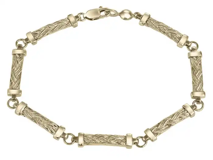 Bracelet Laura barres tressées semi rigide pour dame en or jaune 10K Dernier Modèle