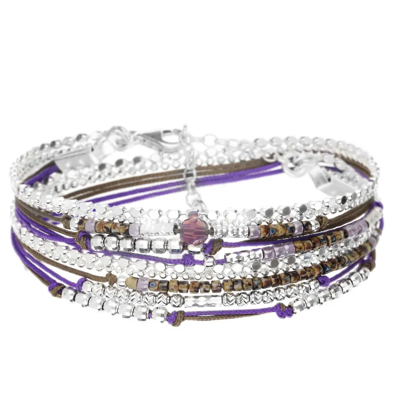 Usine Directe BRACELET ALABAMA CHAÎNE DIAMANTÉE VIOLET MARRON LEOPARD